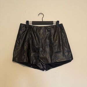 Black Faux Leather High Waist Shorts
